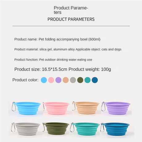 Silicone Foldable Bowl Portable Pet Bowl 600ml Cat Bowl Travel Pet Portable Dog Bowl - V.I.P Digital Presence