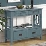 36'' Farmhouse Pine Wood Console Table Entry Sofa Table with 4 Drawers & 1 Storage Shelf ( Blue) - V.I.P Digital Presence