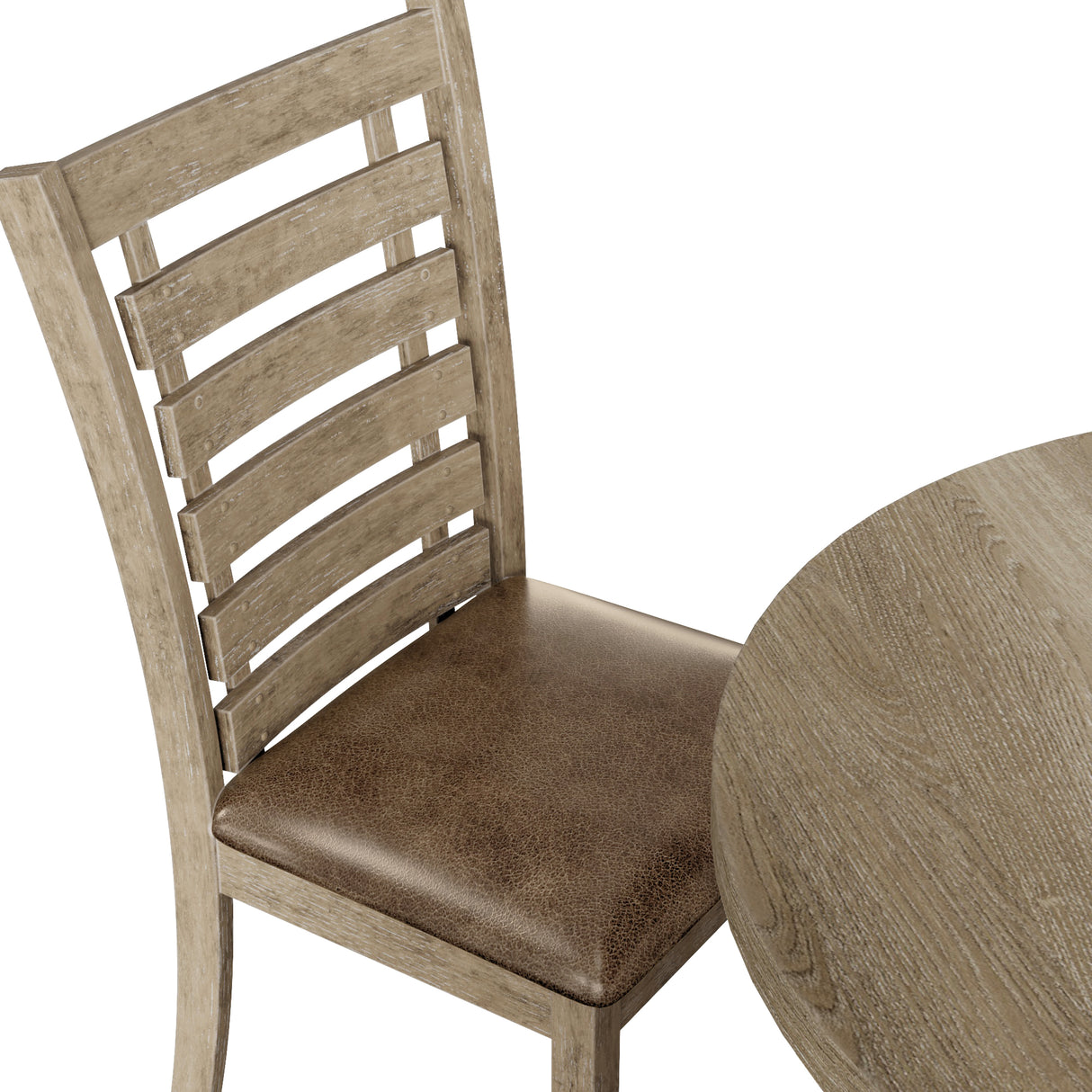 Set of 2 Dining Chairs Modern Farmhouse Rustic Look Distressed Design Ladderback Solid Wood - V.I.P Digital Presence