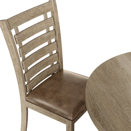 Set of 2 Dining Chairs Modern Farmhouse Rustic Look Distressed Design Ladderback Solid Wood - V.I.P Digital Presence