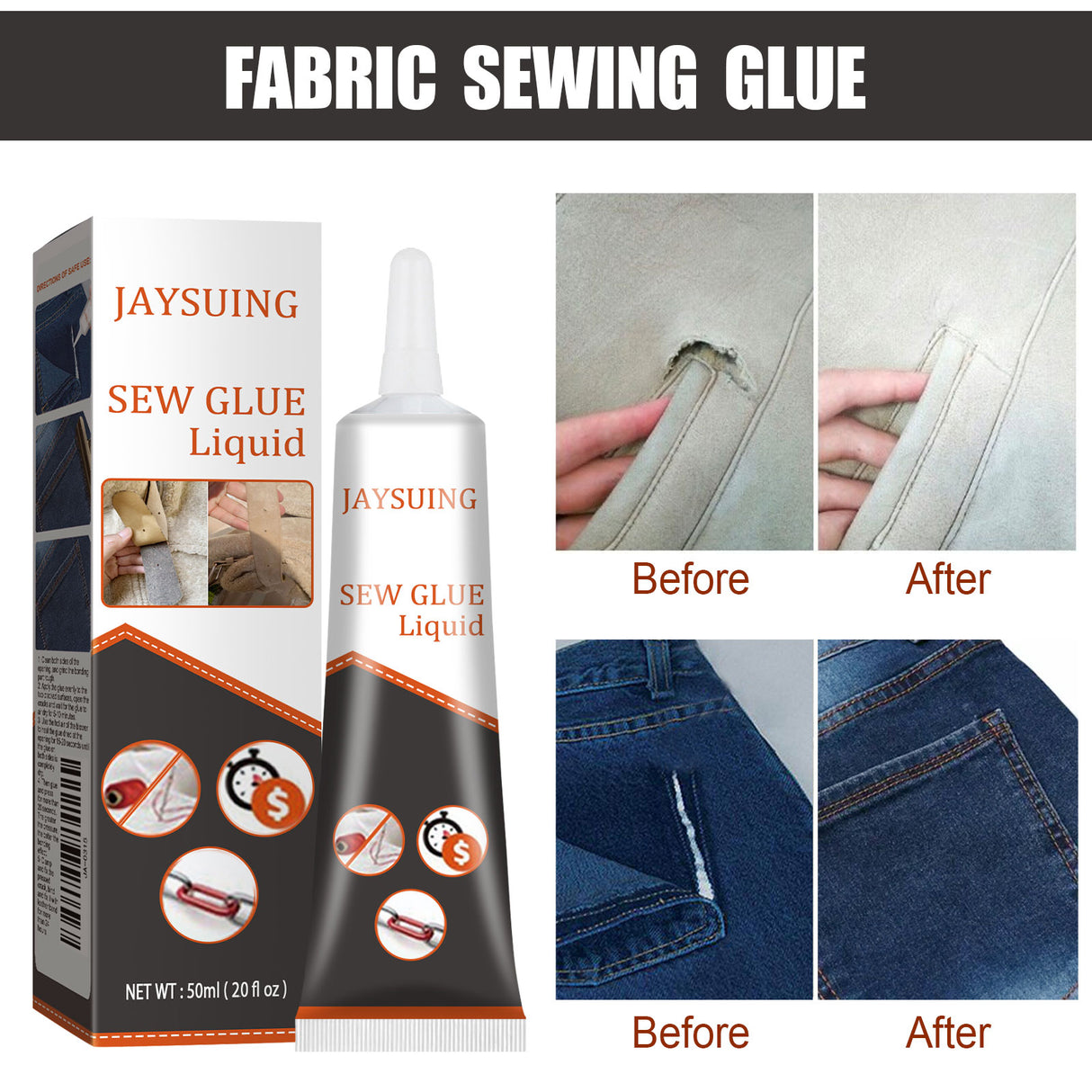 Fabric Sewing Glue, Fabric Sewing Rubber Shoe Pad Clothes Jeans Torn Repair Fabric Glue - V.I.P Digital Presence
