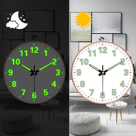 8-inch [20CM] creative living room clock, night light bedroom, simple and non perforated clock wall, clock watch wall - V.I.P Digital Presence