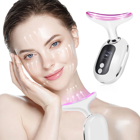 EMS Neck Face Lifting Beauty Device Vibration Massager LED Photon Therapy Skin Tighten Wrinkle Removal Skin Care Tools - V.I.P Digital Presence