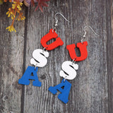 USA Wooden Letter Dangle Earrings - V.I.P Digital Presence