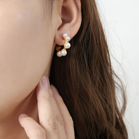 Synthetic Pearl 18K Gold-Plated Earrings - V.I.P Digital Presence