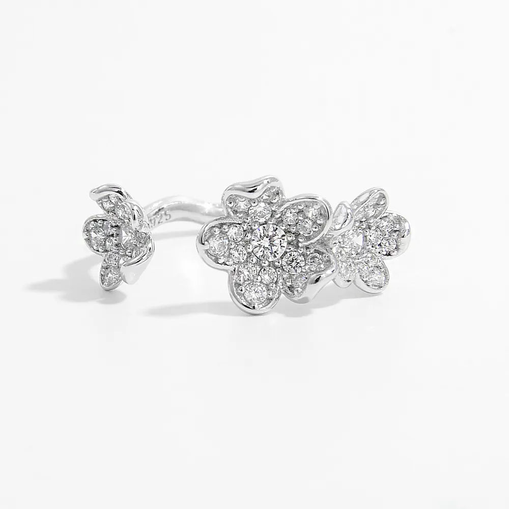 925 Sterling Silver Inlaid Zircon Open Ring - V.I.P Digital Presence