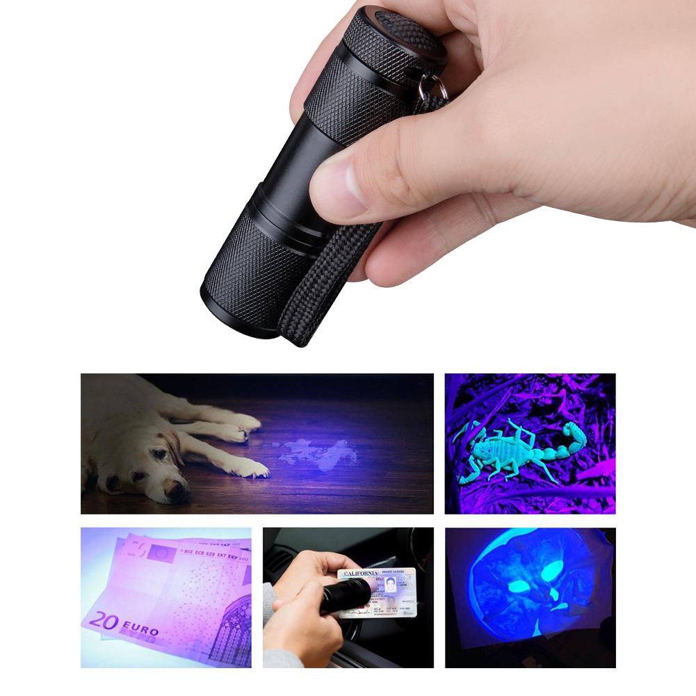 Mini 9LED UV Flashlight Ultraviolet Ultra Violet Invisible Ink Marker Detection Torch Light 3AAA UV Lamp - V.I.P Digital Presence