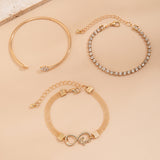 Retro heart-shaped full diamond chain 8-shaped bracelet, simple geometric rhinestone micro inlaid versatile bracelet for women - V.I.P Digital Presence
