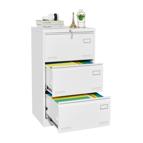 Filing Cabinet Lateral File Cabinet 3 Drawer White Filing Cabinets with Lock - V.I.P Digital Presence