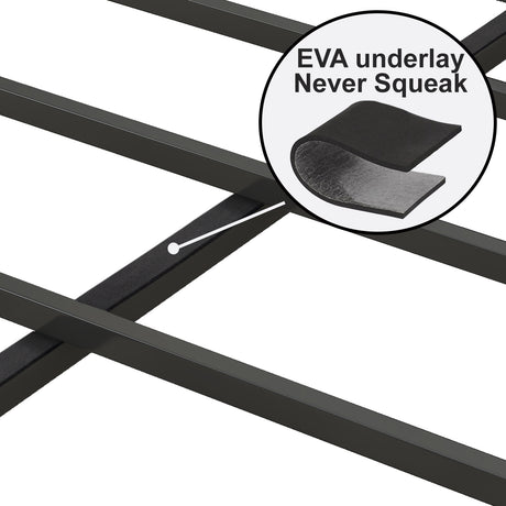 Full Size Bed Frame with Charging Station, Upholstered Headboard, Metal Platform, Grey - V.I.P Digital Presence