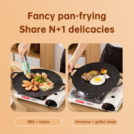 Outdoor Camping Domestic Barbecue Pan Korean Style Round Portable General Purpose Fried Egg Pan Iron Plate Barbecue Pan - V.I.P Digital Presence