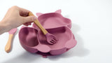 Squirrel Compartment Children's Tableware Silicone Complementary Food Bowl Baby Fork And Spoon Integrated Silicone Dinner Plate