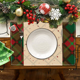 Christmas table mat with white linen snowman checkered print - V.I.P Digital Presence