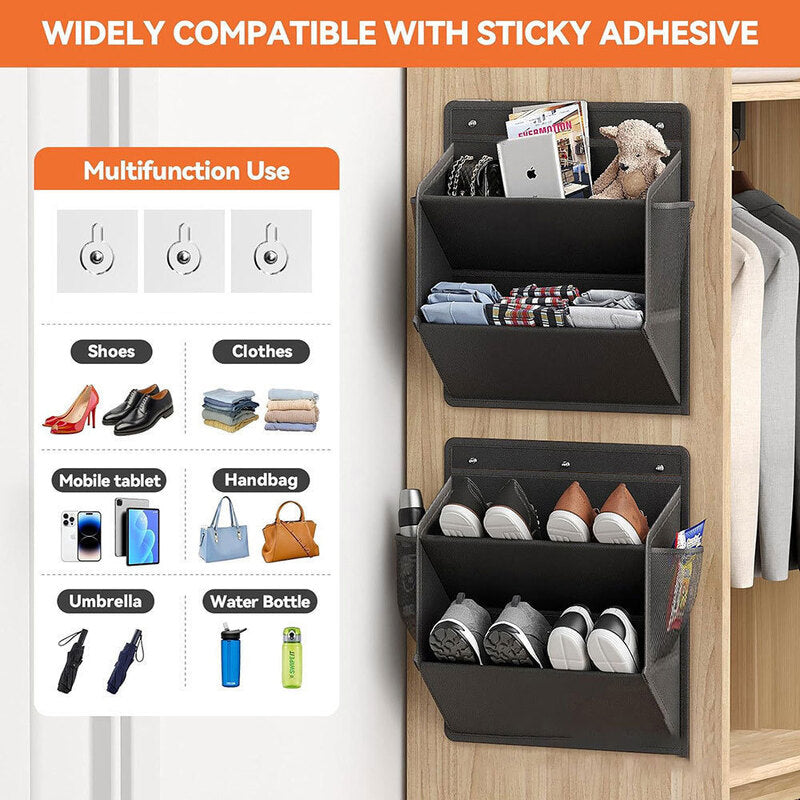 RV shoe storage (adhesive), over-door rack with deep pockets – for motorhomes, narrow wardrobes, 1 piece - V.I.P Digital Presence