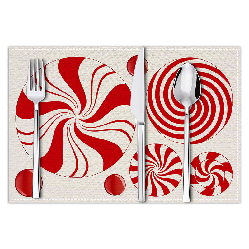 Christmas meal mat linen candy letter printed table mat living room dining table decoration insulation mat - V.I.P Digital Presence