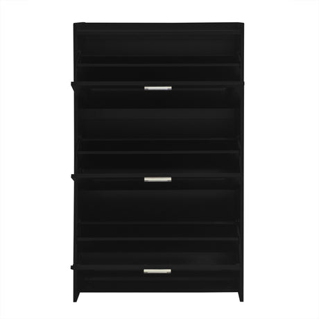 U-Can Shoe Storage Cabinet for Entryway with 3 Flip Drawers, Modern Shoe Organizer Cabinet, Free Standing Shoe Rack Black - V.I.P Digital Presence