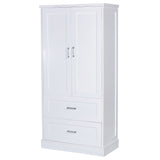 Tall Bathroom Storage Cabinet, Cabinet with Two Doors and Drawers, Adjustable Shelf, MDF Board, White - V.I.P Digital Presence