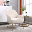 Modern Mid Century Chair velvet Sherpa Armchair for Living Room Bedroom Office Easy Assemble(BEIGE) - V.I.P Digital Presence