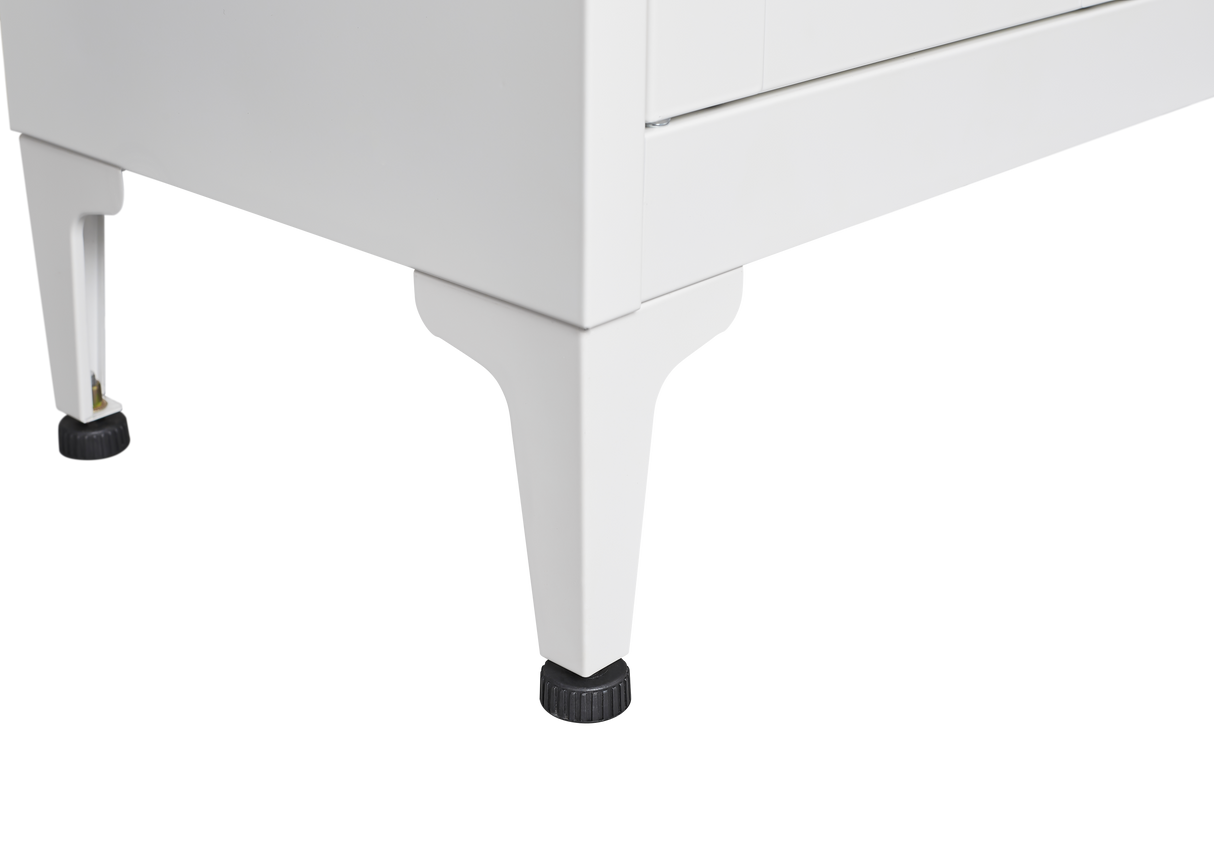 White metal kitchen storage cabinet, kitchen pantry storage cabinet with door and shelf, adjustable leveling feet - V.I.P Digital Presence