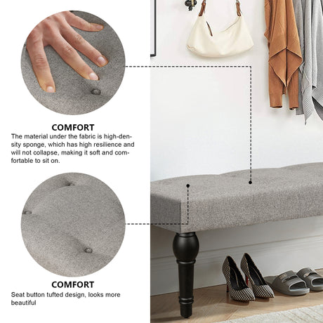 Ottoman Bench 4-thickened Roman Column Feet French Upholstered Bedside Bench For Bedroom Living Room Entryway - V.I.P Digital Presence