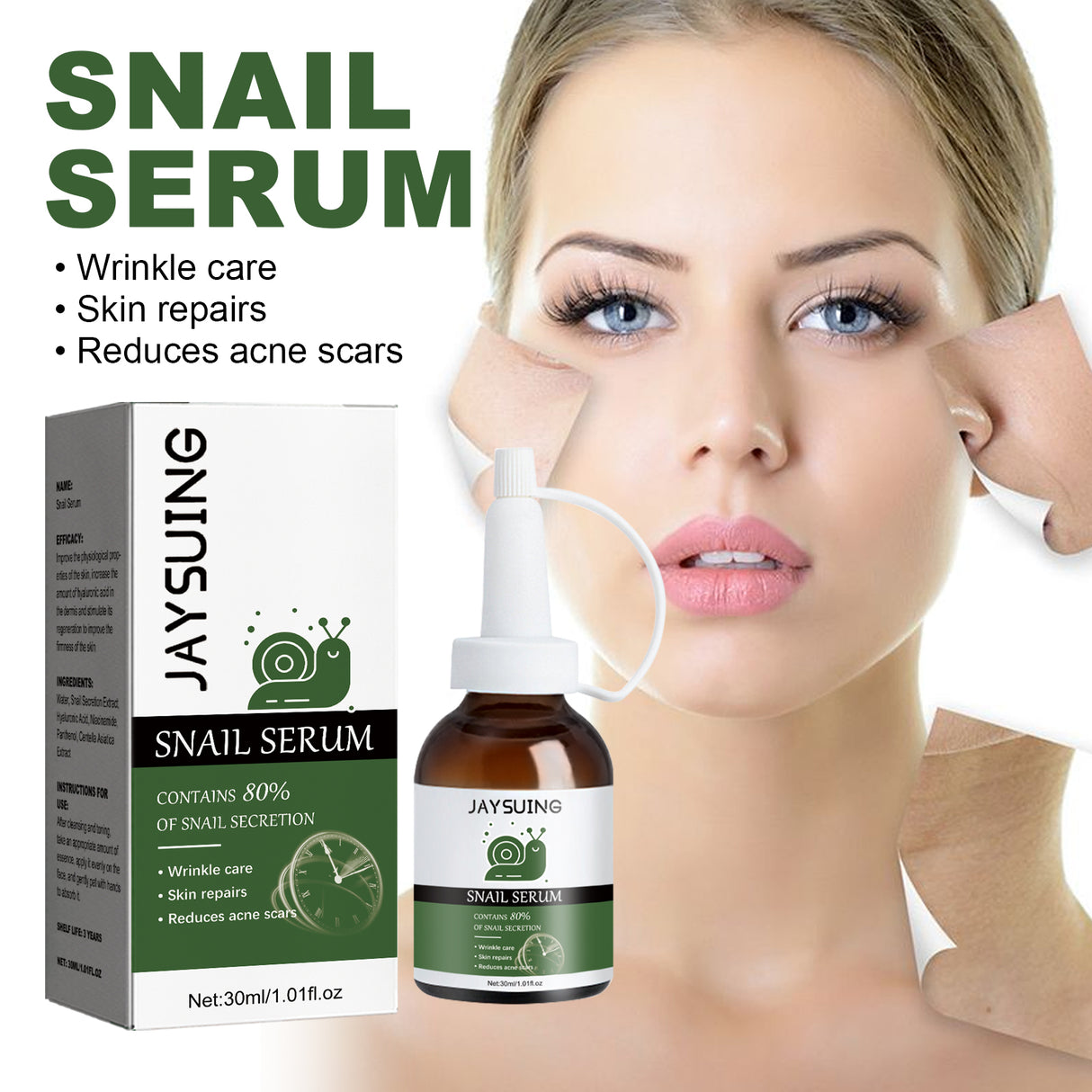 Anti-Wrinkle Moisturizing Snail Essence, Lighten Lines Moisturizing Whitening Skin Firming Essence