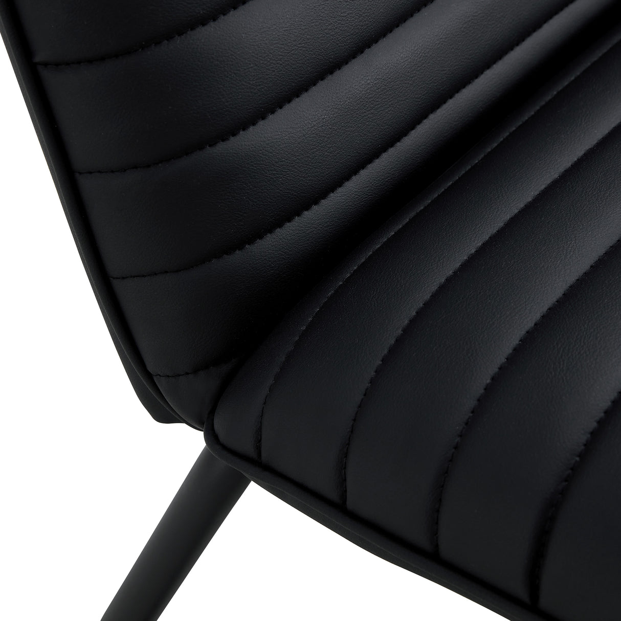 Black minimalist armless sofa chair with PU backrest paired with black metal legs