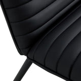 Black minimalist armless sofa chair with PU backrest paired with black metal legs