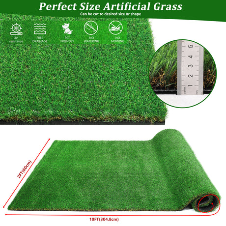 2FTX10FT Outdoor Artificial Grass Runway Blanket, Thick and Realistic Fake Grass Roll Decoration 1.38 "Pile Height - V.I.P Digital Presence