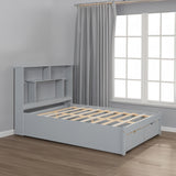 Full Size Platform Bed with Storage Headboard and 2 Drawers, Gray - V.I.P Digital Presence