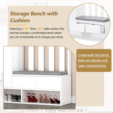 39.3'W70.8'H multifunctional corridor shoe cabinet with soft padded nail board and white clothes hanger with entrance hook - V.I.P Digital Presence