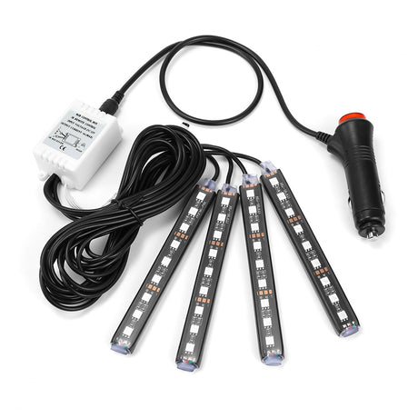 4pcs Car RGB LED Strip Light LED Strip Lights Colors Car Styling Decorative Atmosphere Lamps Car Interior Light With Remote - V.I.P Digital Presence