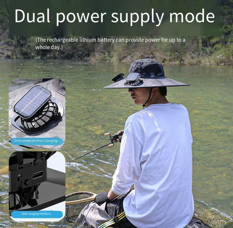 Camper Solar Fan Hat Fishing Hat Men's Outdoor Mountaineering UV Protection Sunshade Fishing Hat with Fan - V.I.P Digital Presence