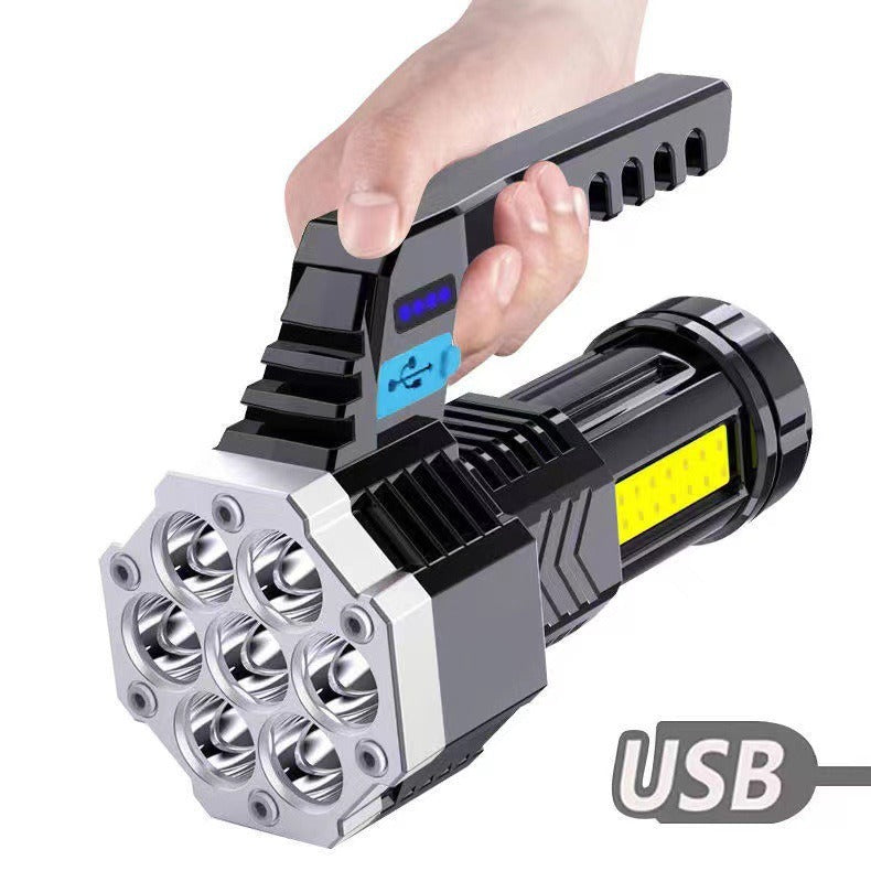 High Power LED Flashlight Powerful USB Rechargeable Torch Handheld Portable Outdoor Lamp Built-in Battery COB 7 LED Flashlights - V.I.P Digital Presence
