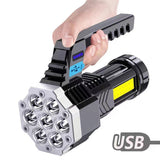 High Power LED Flashlight Powerful USB Rechargeable Torch Handheld Portable Outdoor Lamp Built-in Battery COB 7 LED Flashlights - V.I.P Digital Presence