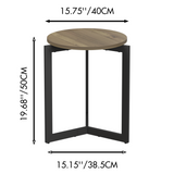 19.68''H Round Side Table, Round Accent End Table with Sturdy Metal Frame, Round Nightstand, for Living Room, Brown - V.I.P Digital Presence