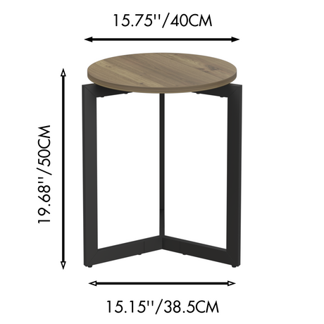 19.68''H Round Side Table, Round Accent End Table with Sturdy Metal Frame, Round Nightstand, for Living Room, Brown - V.I.P Digital Presence