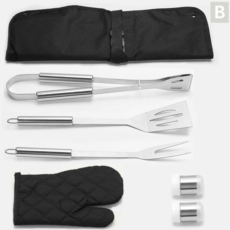 Stainless Steel Grill Apron Multifunctional Grill 6 Piece Set Outdoor Tool Combination - V.I.P Digital Presence