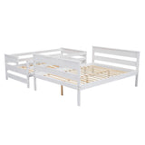 Wood Twin over Full Bunk Bed with Ladder White
