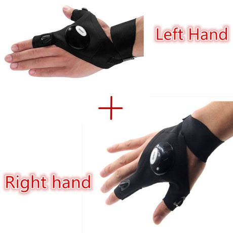 1 Pair Right and Left Multifunctional Gloves Outdoor Hiking Fingerless Gloves with LED Light Waterproof Flashlight Gloves - V.I.P Digital Presence