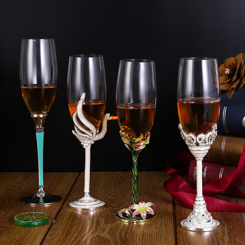 Crystal glass champagne glasses household high footed glasses - V.I.P Digital Presence