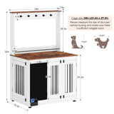 Dog crate,Graffiti dog cage, kennel with double doors, crate interior furniture, heavy wooden dog cage, large dog, white - V.I.P Digital Presence