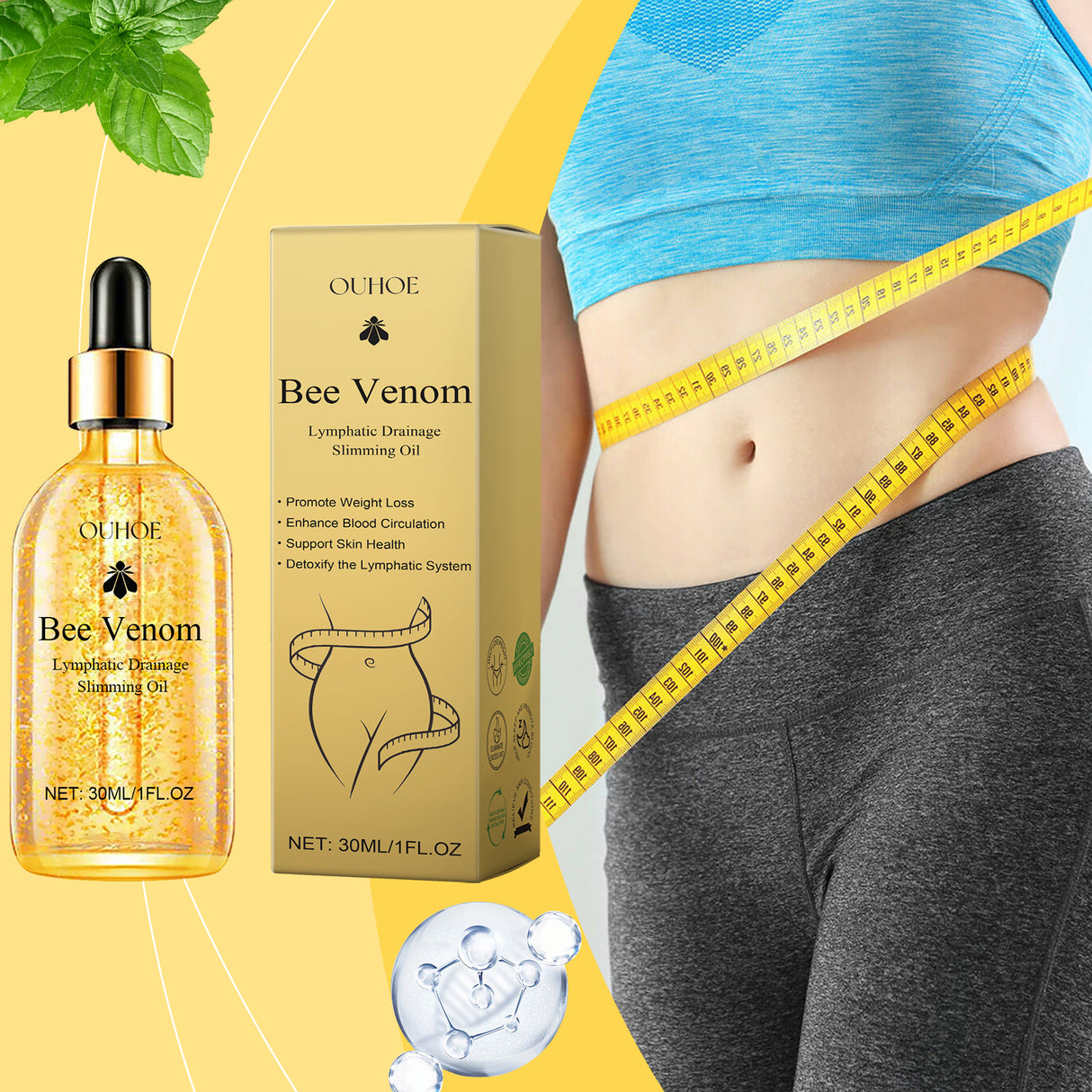 Ouhoe Beesvenom Lymphoid Slimming Oil Massage Firming Body Toning Slimming Body Show Body Shape - V.I.P Digital Presence