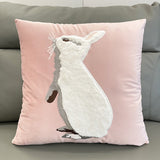 Soft Rabbit Pillow Cover Sofa Cushion Velvet Embroidered Pillow Girl's Heart Pink Cartoon Pillow Cover Cute - V.I.P Digital Presence