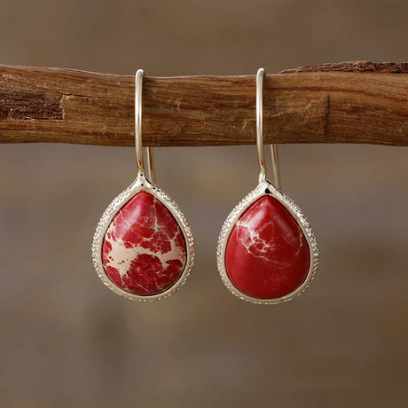 Copper Natural Stone Teardrop Shape Earrings - V.I.P Digital Presence