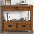 36'' Farmhouse Pine Wood Console Table Entry Sofa Table with 4 Drawers & 1 Storage Shelf (Brown) - V.I.P Digital Presence