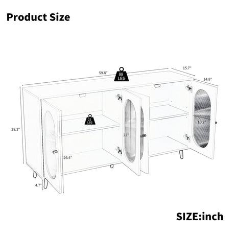 Modern Accent Sideboard Cabinet with Acrylic Doors, Freestanding Storage Cupboard Console Table for Kitchen Dining Black - V.I.P Digital Presence