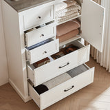 Farmhouse 5 drawer bedroom dressing table, high drawer cabinet white wooden bedroom dressing table. - V.I.P Digital Presence