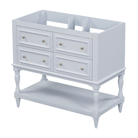 36" Bathroom Vanity Cabinet without Sink Standing Vanity Set with 4 Drawers& Soft Closing Doors Blue (NOT INCLUDE BASIN SINK) - V.I.P Digital Presence