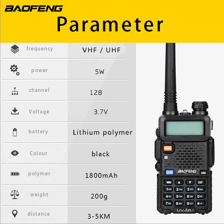 BaoFeng UV-5R Walkie Talkie Professional CB Radio Baofeng UV5R Transceiver 128CH 5W VHF&UHF Handheld UV 5R For Hunting Radio - V.I.P Digital Presence