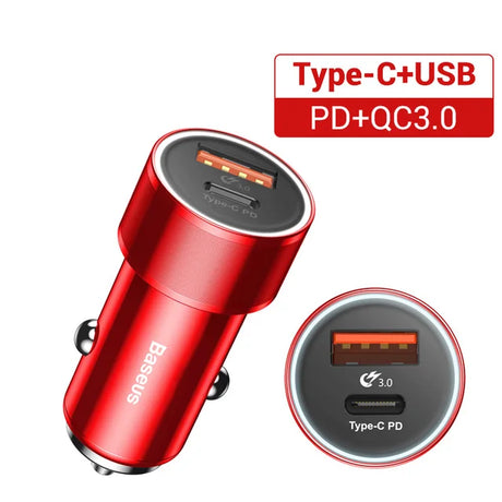 Baseus 36W Dual USB Quick Charge QC 3.0 Car Charger For iPhone USB Type-C PD Fast Charger Mobile Phone Quick Charger Car-Charger - V.I.P Digital Presence
